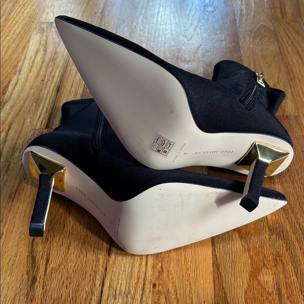 Good American Neoprene Ankle Heeled Booties Women’s Size 9 Black Fitted - Picture 5 of 9